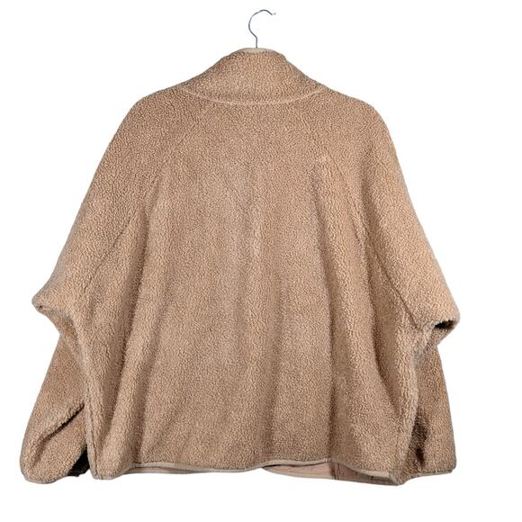 All in Motion Sherpa Jacket L Zip Front Beige Camel Sweatshirt Relax Fit Layer - Picture 3 of 10